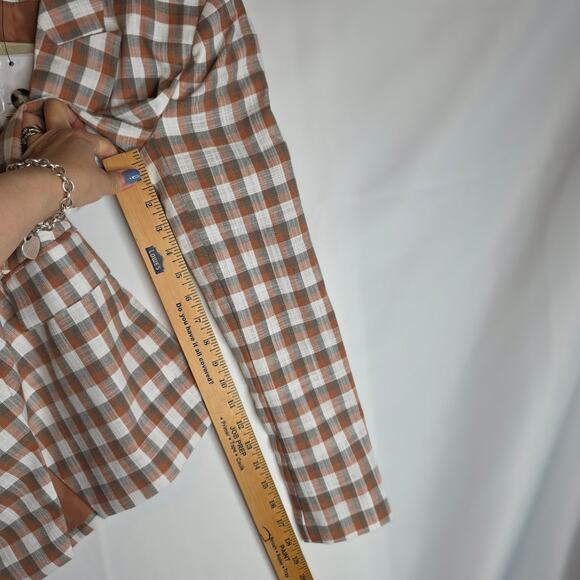 Nine West XS NWT Brown Beige plaids Double Breasted blazer jacket. Work Office - Picture 6 of 13